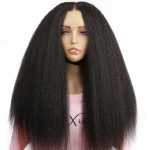 Kinky Straight 2x6 HD Lace Closure 100% Human Hair Glueless Wig