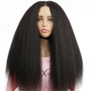 Kinky Straight 2x6 HD Lace Closure 100% Human Hair Glueless Wig